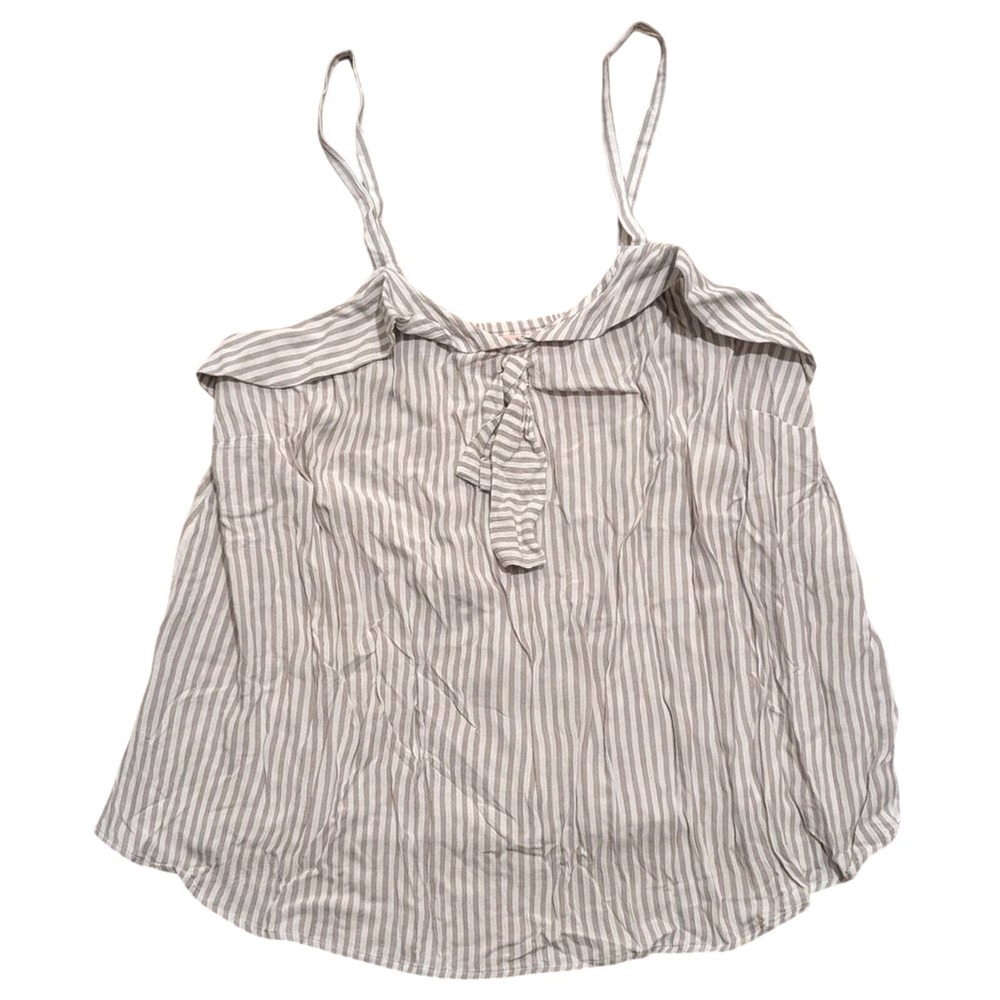 EVRI Tank Top  Plus Size 0 0X‎ XL Striped Babydoll Shirt Blouse Tan Cream NEW